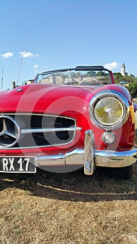 Red vintage Mercedes-Benz sports car