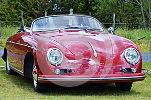 Red vintage retro 1958 Porsche 356 Speedster sports motor car