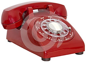 Red Vintage Rotary Phone Isolated photo