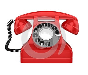 Red Vintage Telephone Isolated