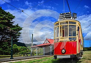 Red vintage tram
