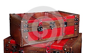 Red vintage trunk isolated
