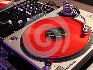 Red Vinyl Record DJ Background
