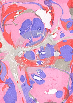 Red, violet, pink and gray abstract hand painted background