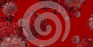 Red virus cells 3d-illustration background