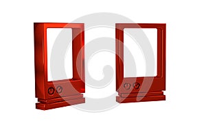 Red Voice assistant icon isolated on transparent background. Voice control user interface smart speaker.