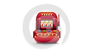 Red volumetric slot machine with jackpot in cartoon style isolated on white background for your arts