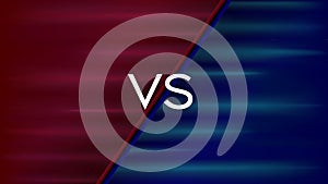 Red vs blue battle contest. Versus vector background. Competition half red against half blue. Game combat match. winning team.