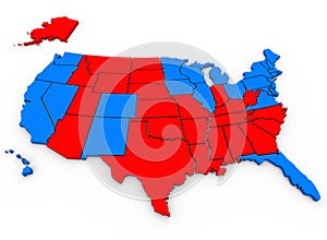 Red Vs Blue United States America Map Presidential Election