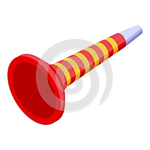 Red vuvuzela icon isometric vector. Soccer horn