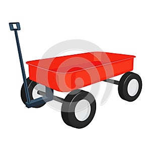 red wagon illustration isolated on white background