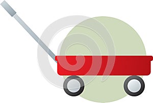 Red wagon pulling cart toy