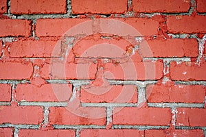 Red wall brick background on vintage building.