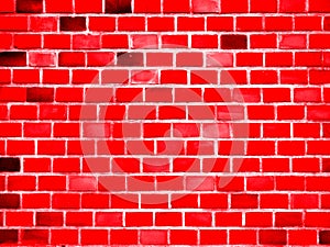 Red wall. Old brick texture. Irregular pattern.