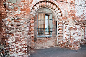 The red wall of an old building