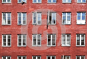 Red Wall with windows in Copenhagen
