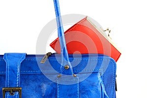 Red wallet in a handbag