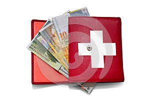 Red wallet swiss franc photo