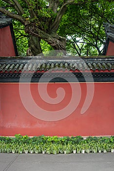 Red walls of ancient buildings