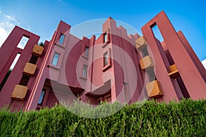 Red Walls of La Muralla Roja building in Calpe, Spain