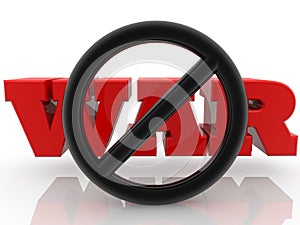 Red WAR concept with a black prohibition sign