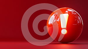 Red warning bell with exclamation mark on a solid red background. Generative AI
