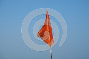 Red warning flag at the beach.