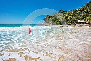 Red warning flag at beach