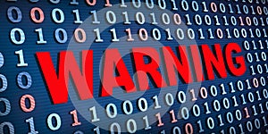 Red warning sign and binary code