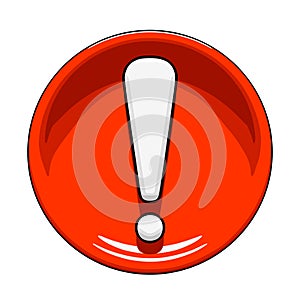 Red warning sign with exclamation mark inside, front view