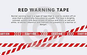Red warning tapes. Marking tape. Barrier tape. Caution tapes. Vector scalable graphics