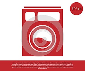 Red Washer icon isolated on white background. Washing machine icon. Clothes washer - laundry machine. Home appliance