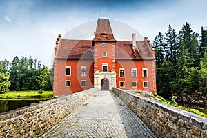 Cervena Lhota - the red, water chateau in the the Czech republic.