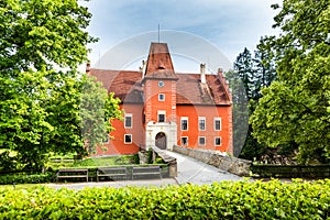 Cervena Lhota - the red, water chateau in the the Czech republic.