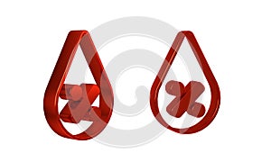 Red Water drop percentage icon isolated on transparent background. Humidity analysis.