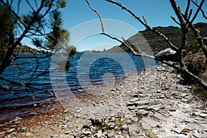 Red water lake in a valley of table mountain