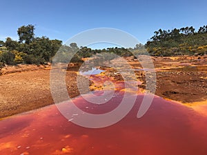 Red water river in Spain photo