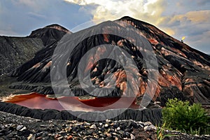 Red water of waste heap of old colliery