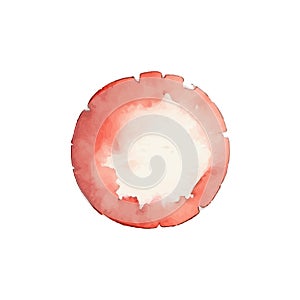 Red watercolor circle stain paint brush. Grunge red watercolor texture blob label ink round vector background.