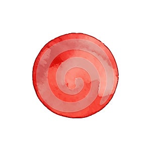 Red watercolor circle stain paint brush. Grunge red watercolor texture blob label ink round vector background.