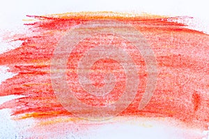 Red watercolor crayon on paper background texture