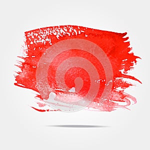 Red watercolor dry brush ink vector background texture on white background