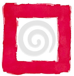 Red Watercolor Square Frame Border White Copy Space