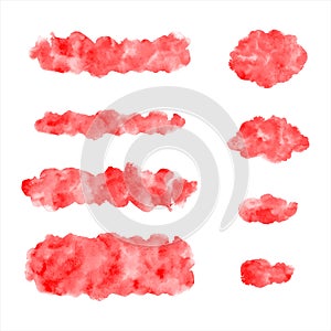 Red watercolor vector brush strokes, banners, uneven stripes