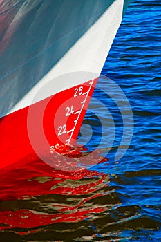 Red waterline on a ship
