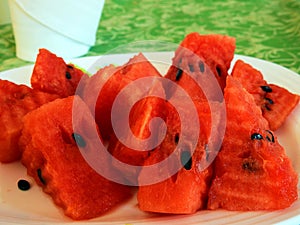 Red watermelon cut.