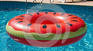 Red Watermelon Inflatable Pool Ring Float Summer Fun