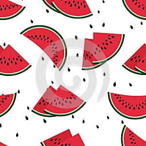 Red watermelon slices seamless vector pattern