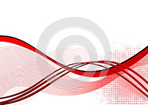 Red wave abstract background with copy space. Vector illustration