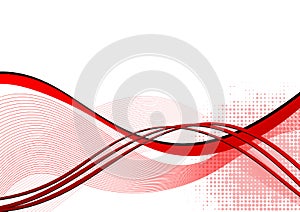 Red wave abstract background with copy space. Vector illustration photo
